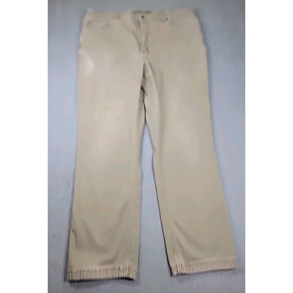 Duluth Firehose Flex Pants Mens 42x32 (39x29)‎ Khaki Baggy Stretch Work Faded